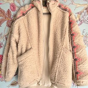 Free People Embroidered Sherpa Coat